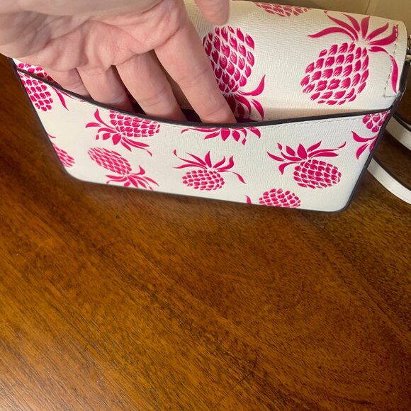 Kate Spade Morgan Pineapple Embossed Flap Chain Wallet Purse - Picture 8 of 11